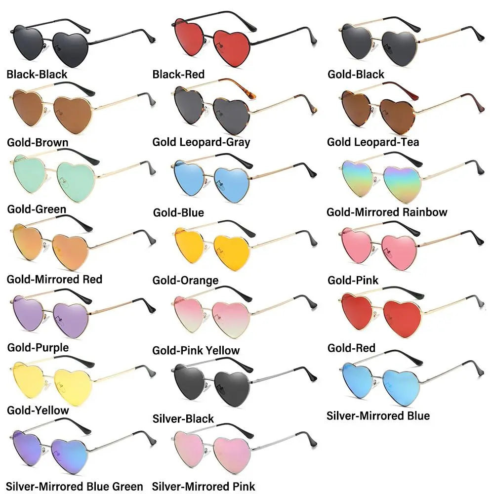 Heart-Shaped Sunglasses, Retro Metal Frame, Vintage 90s Glasses
