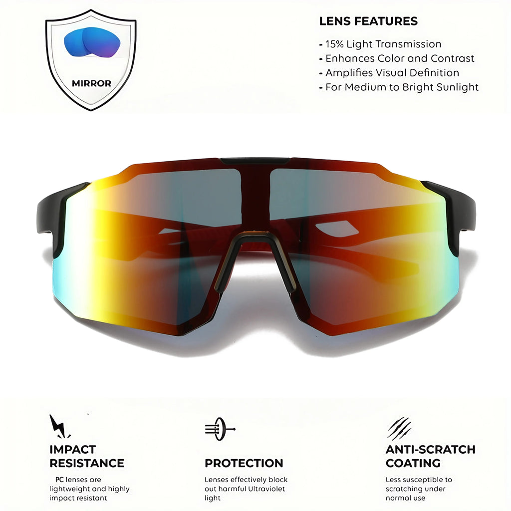 Oversized Sports Sunglasses - Wraparound Design, UV400 Unisex Comfort Fit for living the Outdoor lifestyle!