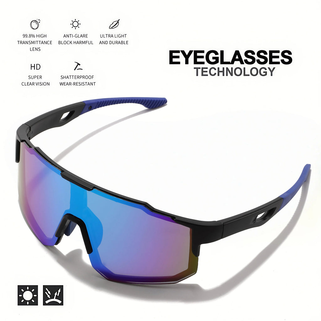 Oversized Sports Sunglasses - Wraparound Design, UV400 Unisex Comfort Fit for living the Outdoor lifestyle!